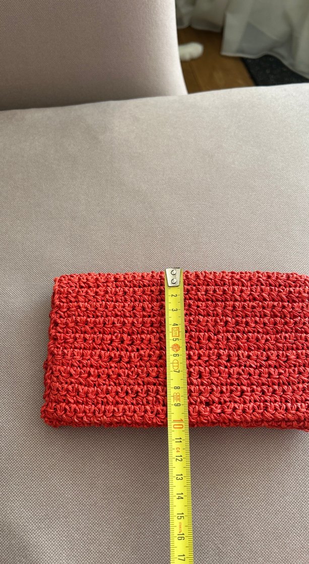 Kırmızı Örgü Kadın Portföy Çanta - Görsel 3