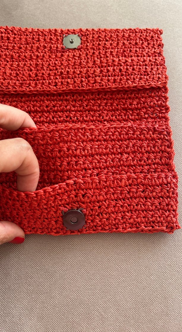 Kırmızı Örgü Kadın Portföy Çanta - Görsel 5