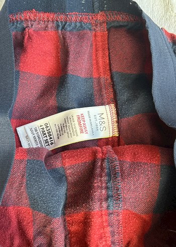 Marks & Spencer Bordo Kareli çocuk Pijama Altı- kışlık