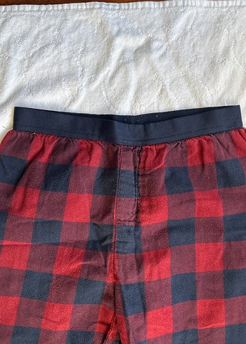 11-12 Yaş Beden Bordo Kareli çocuk Pijama Altı- kışlık
