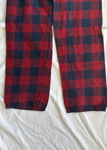 11-12 Yaş Beden bordo Renk Bordo Kareli çocuk Pijama Altı- kışlık