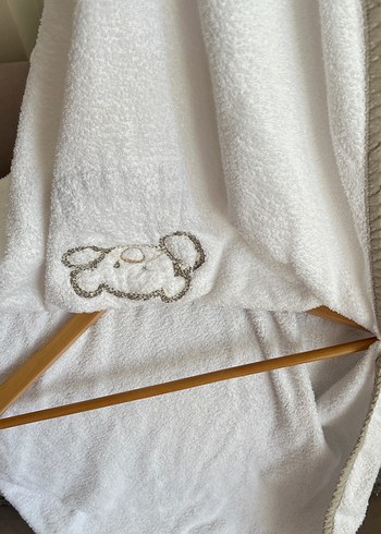 Kapüşonlu Kız Çocuk Bornoz - Beyaz - Görsel 5