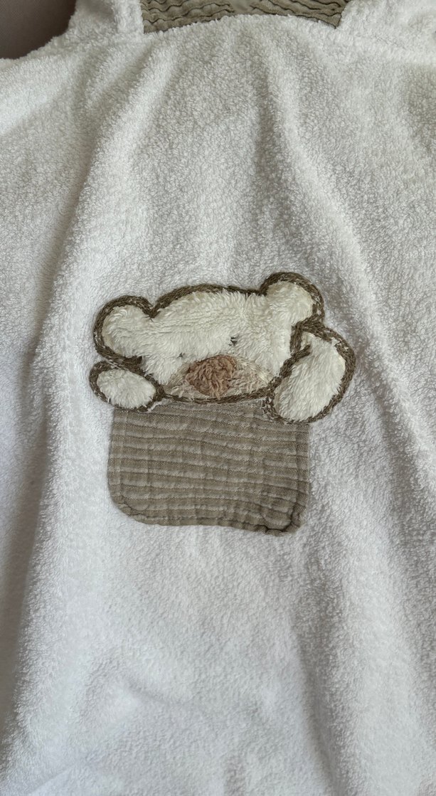 Kapüşonlu Kız Çocuk Bornoz - Beyaz - Görsel 3