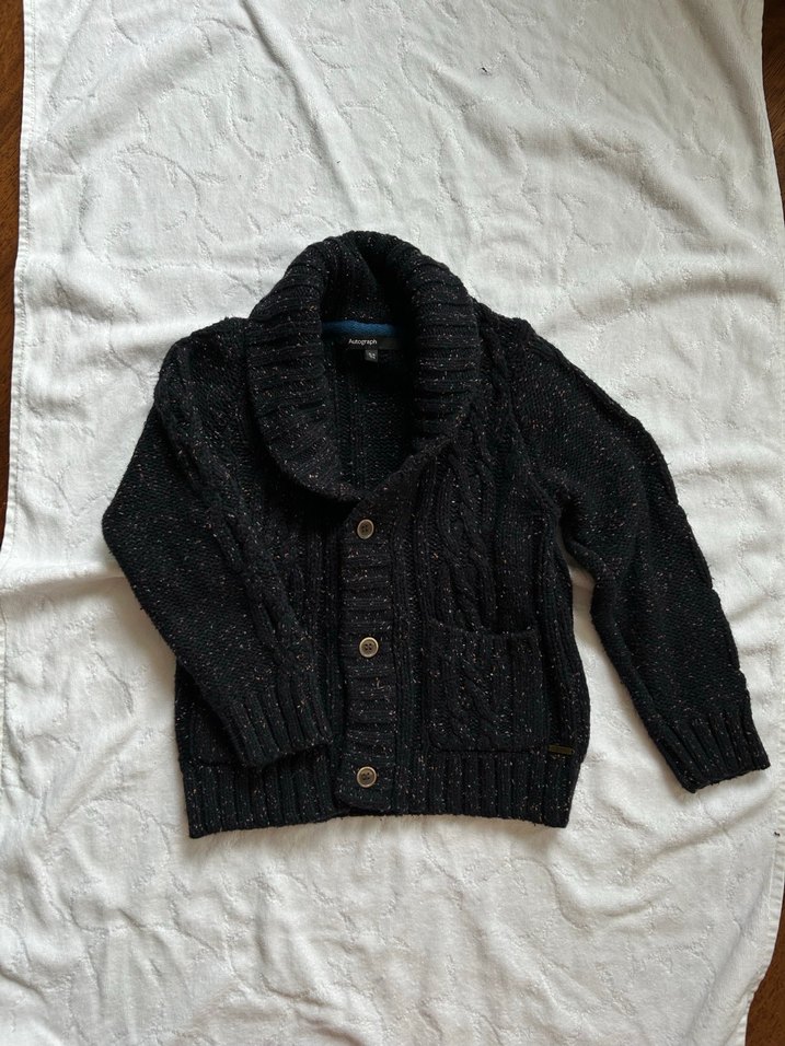 Erkek Çocuk Gri Örgü Yün Hırka - Görsel 4