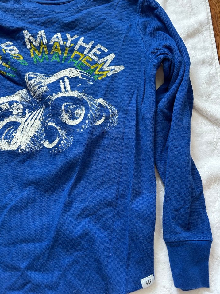 GAP uzun Kollu Mavi Baskılı Tişört - Görsel 2