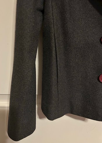 Koyu Gri Kısa yün ceket - Görsel 2