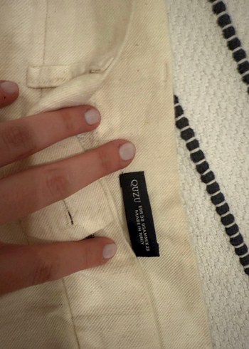 Bej Yüksek Bel Keten Mini Şort - Görsel 2