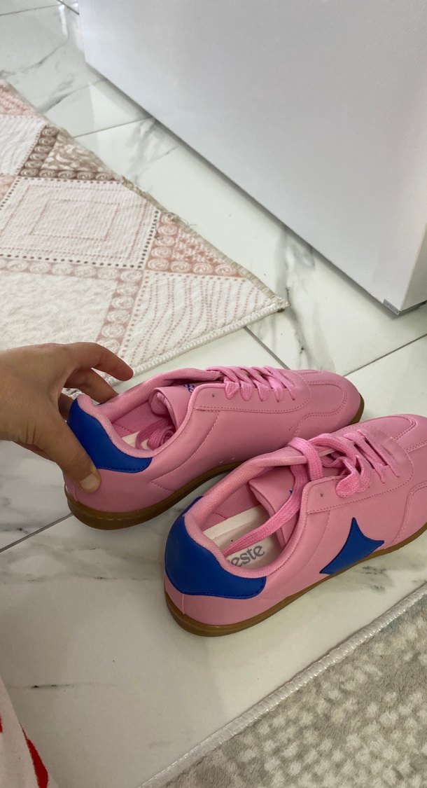 Pembe Yüksek Topuklu Kadın Spor Ayakkabı - Görsel 4