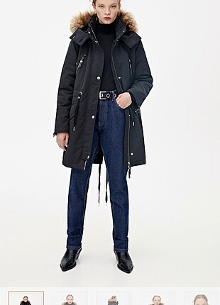 Pull & Bear Kadın Siyah Uzun 3'Ü 1 Arada Parka