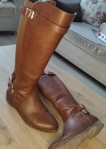 Deichmann Camel Kahverengi Tokalı Deri Dizüstü Çizme