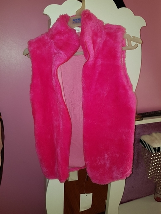 neon pembe kürk yelek