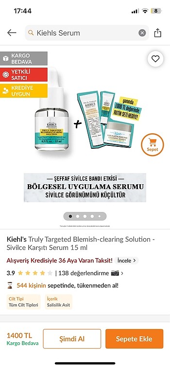  Beden Renk Kiehls Sivilce Karşıtı Serum