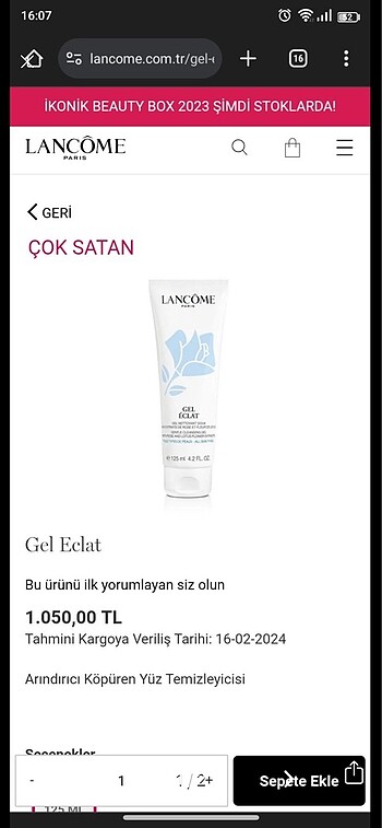 Lancome yüz yıkama jeli