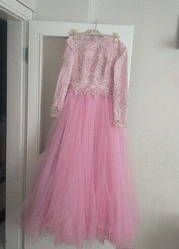 m Beden pembe Renk Pembe tesettür nişanlık
