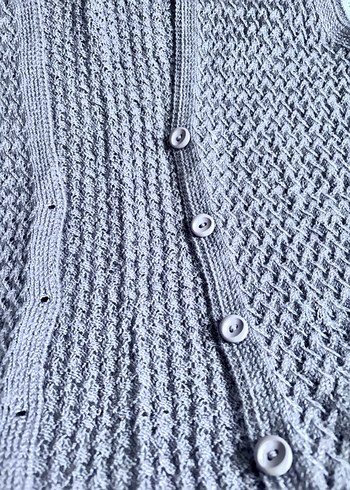 Gri Örgü Hamile Hırka - Görsel 3