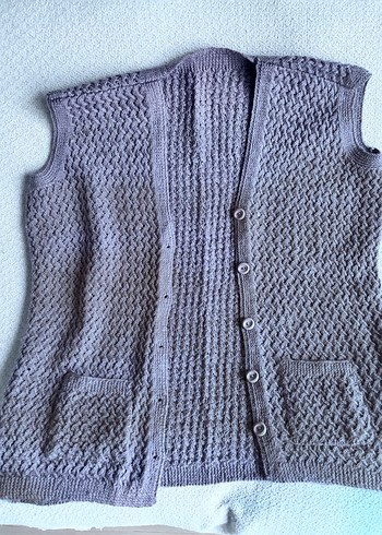 Gri Örgü Hamile Hırka - Görsel 2