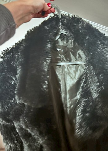 Siyah Kadın Suni Kürk Midi Kaban - Görsel 3