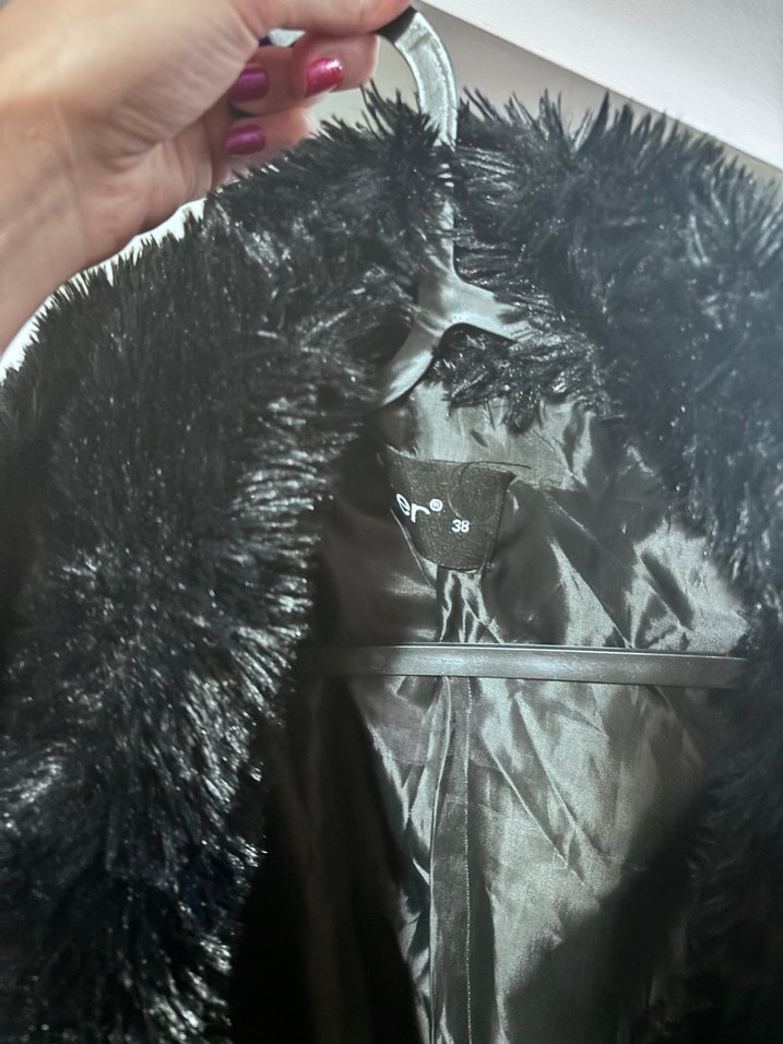 Siyah Kadın Suni Kürk Midi Kaban - Görsel 2