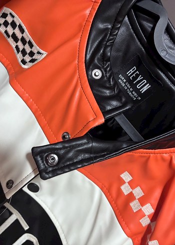 Düğmeli Kırmızı Biker Deri Ceket fiyat sorun - Görsel 5