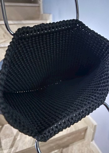 Siyah Payetli Örgü Kadın Çanta - Görsel 4