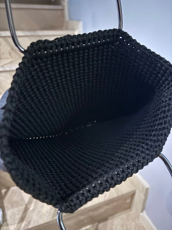 Siyah Payetli Örgü Kadın Çanta - Görsel 4