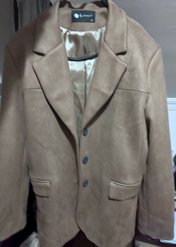 Bej Süet Düğmeli Kadın Blazer Ceket - Görsel 2