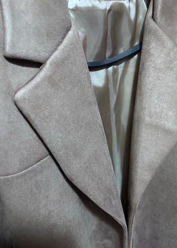 Bej Süet Düğmeli Kadın Blazer Ceket - Görsel 3