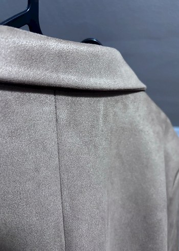 Bej Süet Düğmeli Kadın Blazer Ceket - Görsel 9