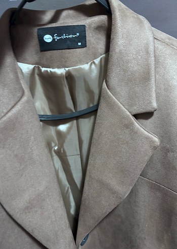 Bej Süet Düğmeli Kadın Blazer Ceket - Görsel 8