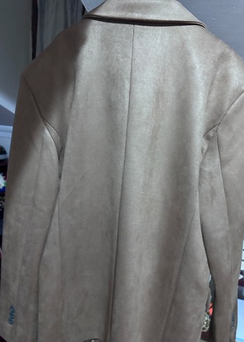 Bej Süet Düğmeli Kadın Blazer Ceket - Görsel 5