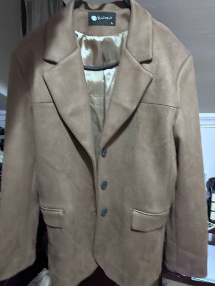 Bej Süet Düğmeli Kadın Blazer Ceket - Görsel 2