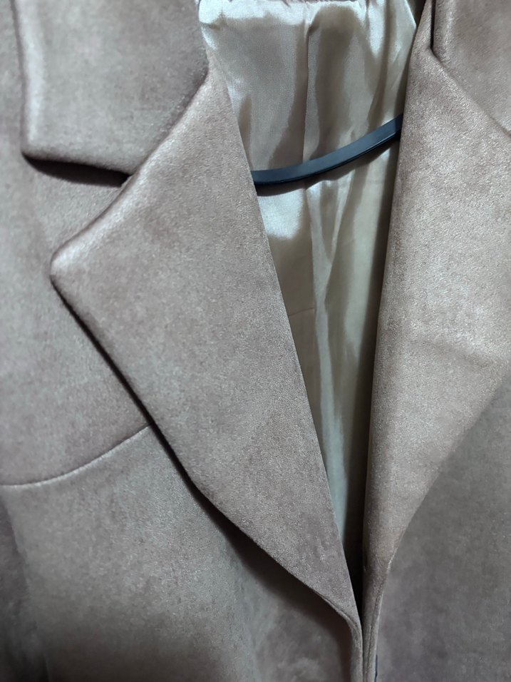 Bej Süet Düğmeli Kadın Blazer Ceket - Görsel 3