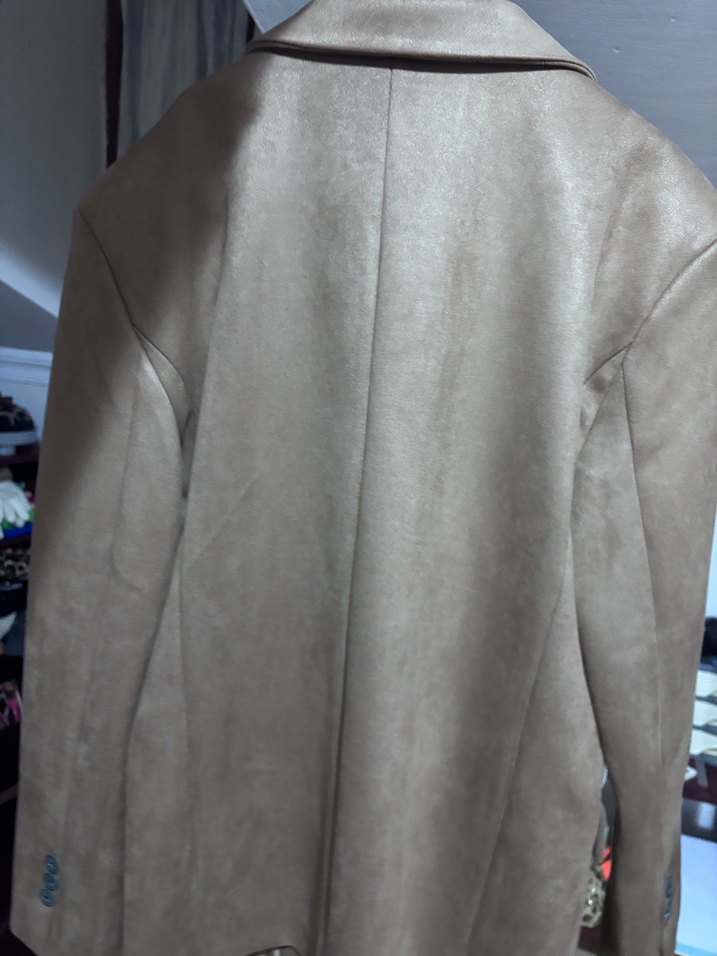 Bej Süet Düğmeli Kadın Blazer Ceket - Görsel 5