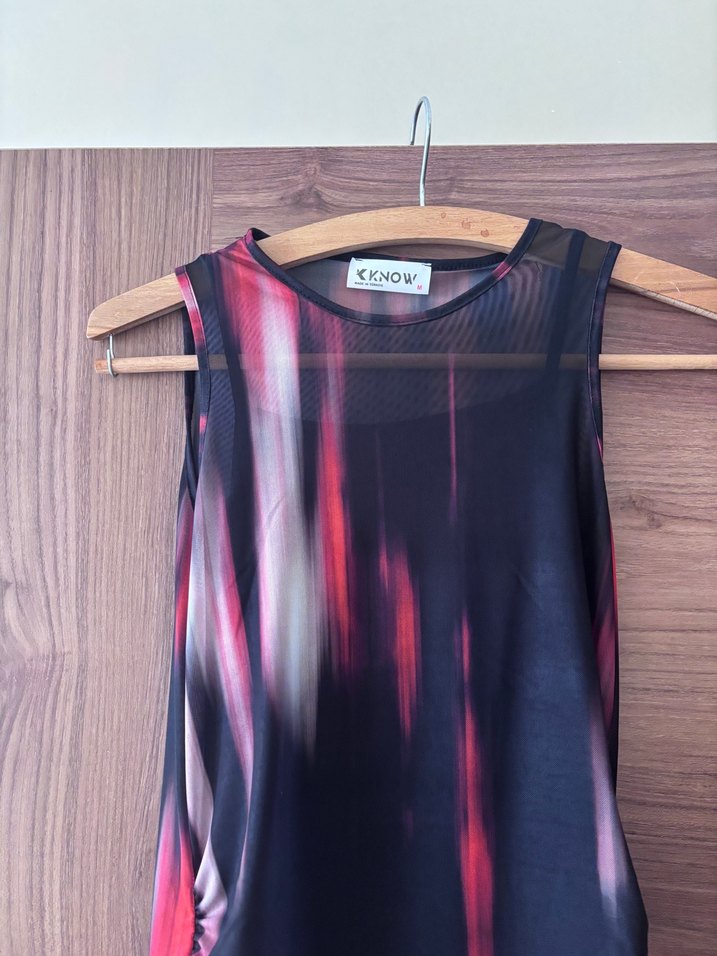 Kadın Çok Renkli Uzun Drapeli Elbise - Görsel 2