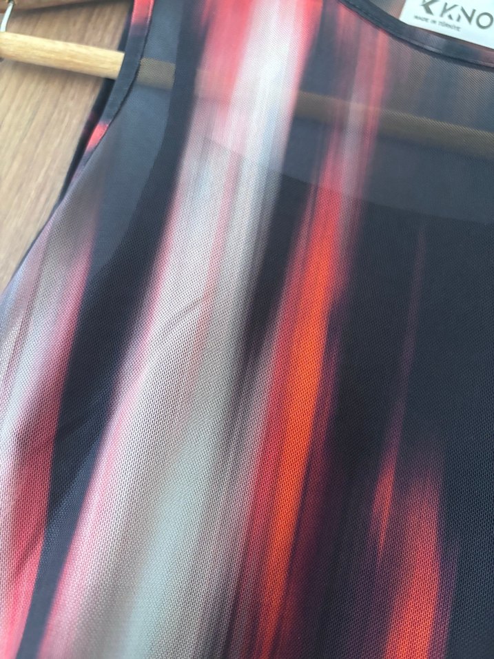 Kadın Çok Renkli Uzun Drapeli Elbise - Görsel 5