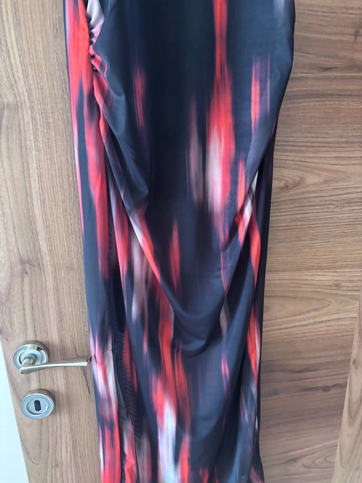 Kadın Çok Renkli Uzun Drapeli Elbise - Görsel 4