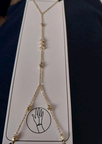 Çelik Altın Renk Zincir Detaylı Kadın El Zinciri - Görsel 3