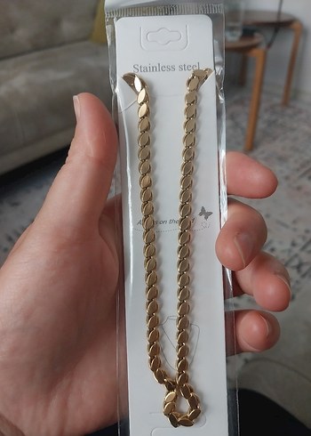 Çelik Altın Renk Zincir Detaylı Kadın El Zinciri - Görsel 6