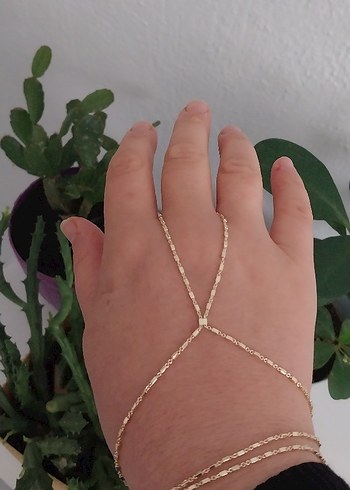 Zincir Detaylı Altın Renkli Kadın El Zinciri - Görsel 14