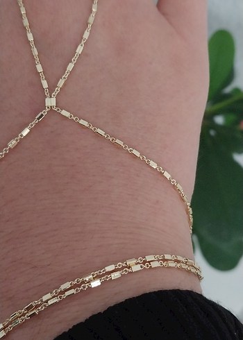 Zincir Detaylı Altın Renkli Kadın El Zinciri - Görsel 13