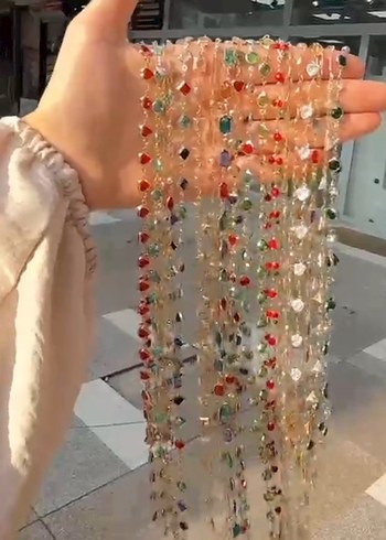 Diğer Çelik Uzun Renkli Boncuklu Y Kadın Kolye
