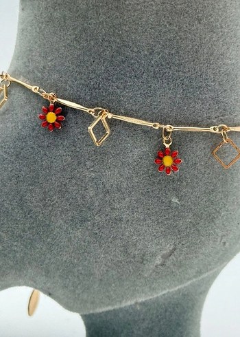 Kırmızı Boncuklu Bohem Çelik Halhal - Görsel 8