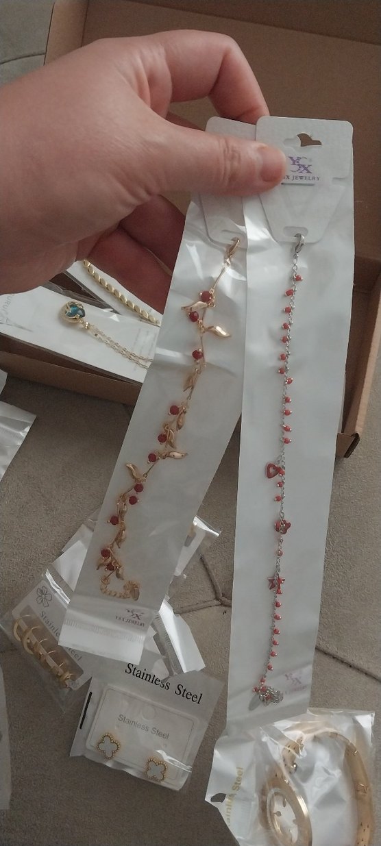 Kırmızı Boncuklu Bohem Çelik Halhal - Görsel 2