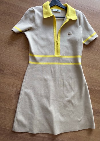 Lacoste Lacoste Orj Sarı Yakalı Fermuarlı Triko Elbise