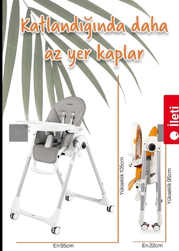 Gri Ayarlanabilir Sırt Destekli Mama Sandalyesi - Görsel 2