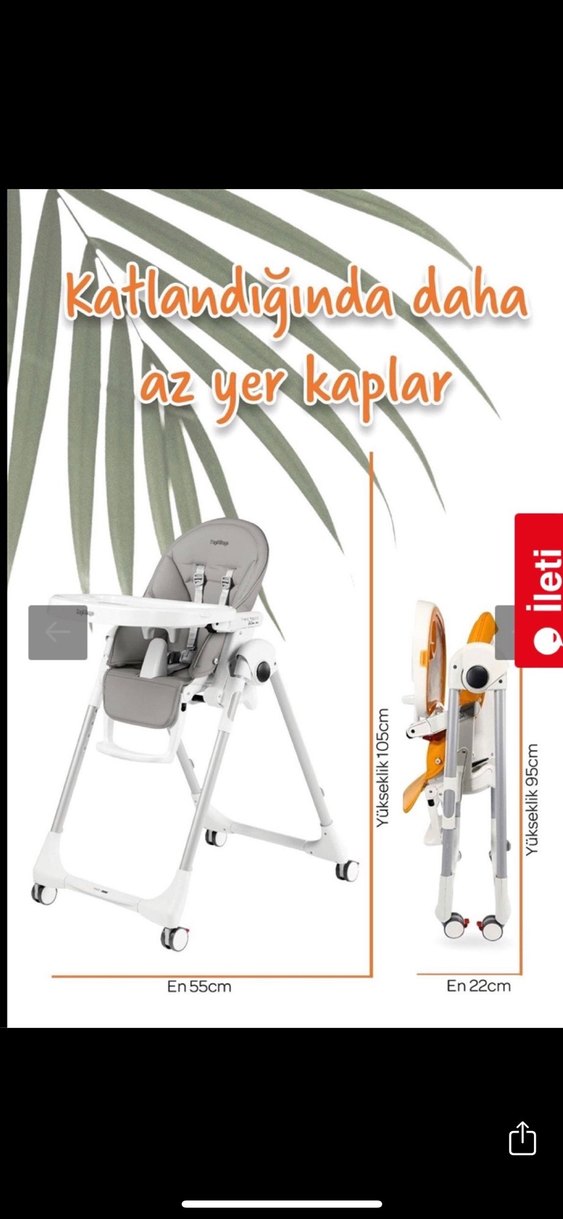 Gri Ayarlanabilir Sırt Destekli Mama Sandalyesi - Görsel 2