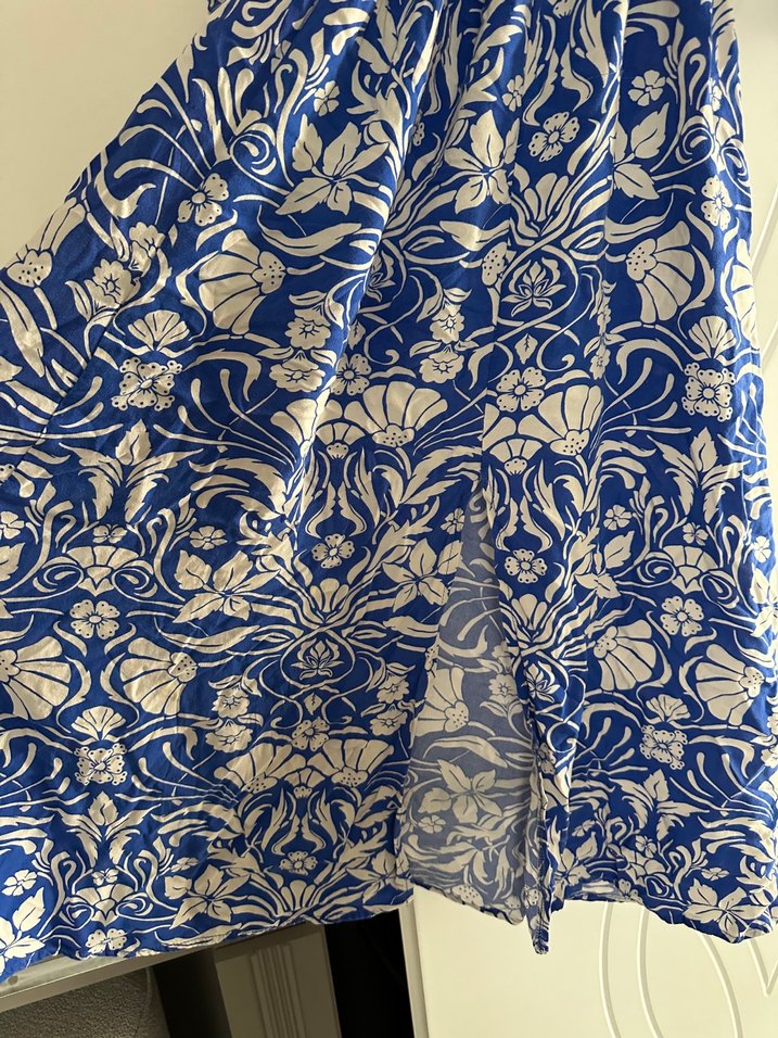 Bohem Mavi Desenli Uzun Elbise - Görsel 2