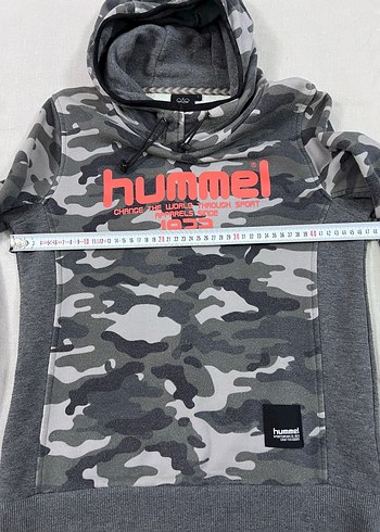 Hummel Gri Kamuflaj Desenli Kapüşonlu Sweatshirt - Görsel 4
