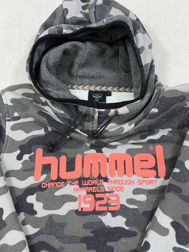 Hummel Gri Kamuflaj Desenli Kapüşonlu Sweatshirt - Görsel 3