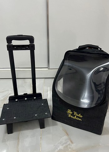 Şeffaf Kapaklı Tekerlekli Siyah Taşıma Çantası - Görsel 5